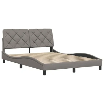 Afbeelding van Bedframe met hoofdeinde stof taupe 140x190 cm
