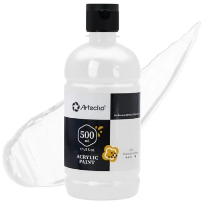 Afbeelding van Artecho Professionele Acrylverf, Titaan Wit 500ml Buizen, Kunst Ambachtelijke Verven voor Canvasschilderen, Steen, Hout, Stof, Kunstbenodigdheden Kunstenaars
