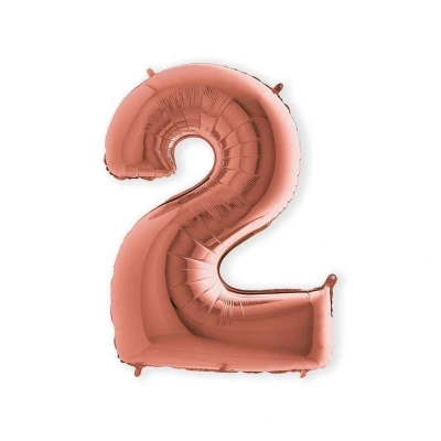 Afbeelding van Folieballon cijfer &#039;2&#039; rosé goud (100cm)