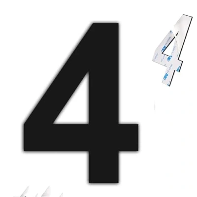 Afbeelding van nanlyiau 6in/15,3 cm roestvrij staal huisnummers zelfklevend zwart mat huisnummer waterdicht, roestbestendig en corrosiebestendig (paste black 6in4)