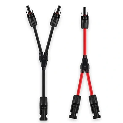 Afbeelding van Intckwan Zonnekabel, Y stekker per paar (1 tot 2), Ip67, F/M/M en M/F/F, zonnepaneel kabelaansluitingen, verdeler, compatibel met 2,5 mm² 6 mm2 fotovoltaïsche connectoren rood + 1 zwart)