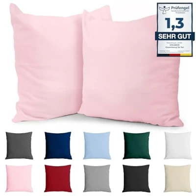 Afbeelding van Kussenkussen 40x40 versterkte katoen (set van 2) roze strak weven 57 schroefdraden/cm² kussensloop 40 x cm gecertificeerde oeko tex