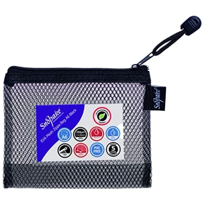 Afbeelding van Snopake A6 Hoge Capaciteit Zwarte EVA Mesh Zippa Bag [Pack van 3] 150 x 120mm Heavy Duty Tas met Hanglus en Visitekaarthouder [15878]