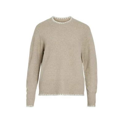 Afbeelding van VILA Strickpullover Strick Trui, Dames, Maat: Small, Natural melange