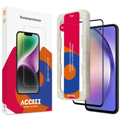 Afbeelding van screenprotector Samsung Galaxy S23 FE: Accezz Gehard glas Full Cover met bio applicator