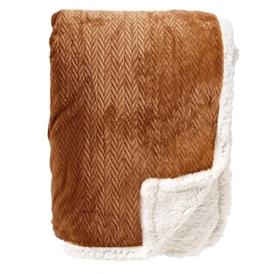 Afbeelding van Dutch Decor BOBBY Plaid 150x200 cm fleece deken met sherpa voering Tobacco Brown bruin