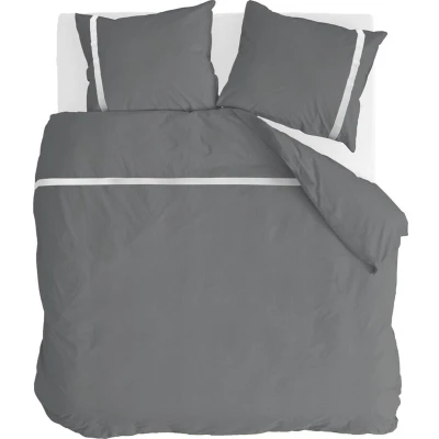 Afbeelding van Walra Dekbedovertrek Timeless Chic Antraciet 240x220 cm Lits jumeaux Dubbele doorlopende instopstrook 100% Renforcé katoen