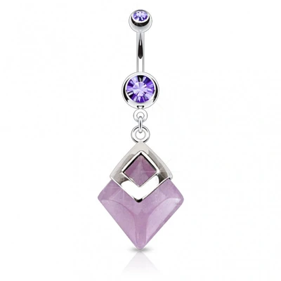 Afbeelding van Navelpiercing Amethyst steen hanger