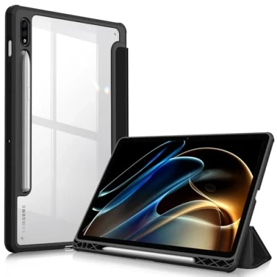 Afbeelding van Fintie Hoes voor Samsung Galaxy Tab S7 11&quot; 2020 Transparant Harde Schaal Achterkant Beschermhoes met Zachte TPU Rand Bumper 11 SM T870/875, (B Zwart)