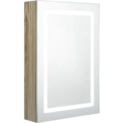 Afbeelding van vidaXL Badkamerkast met spiegel en LED 50x13x70 cm eikenkleurig