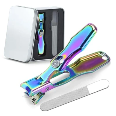 Afbeelding van Cumuul Cumulus nagelknipper met vanger, roestvrij staal, grote anti splash nagelknipper, ultra scherpe vingernagel en teennagelknippers, draagbare nagelknipperset (kleurrijk)