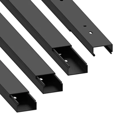 Afbeelding van Cablecoach Gutting kabelgoot (met montagegaten in de grond) 30x15 mm van PVC, kleur: zwart, lengte 4 m (4 x 1 lengte)