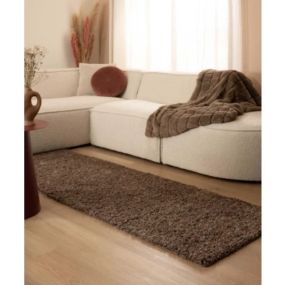 Afbeelding van Hoogpolig Vloerkleed Shaggy Trend Effen Taupe 80x250 Cm