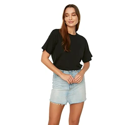 Afbeelding van Trendyol TWOSS20TS0134 Volwassenen Vrouwen T shirt Single pack Zwart S