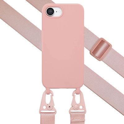 Afbeelding van iPhone SE 4 Hoesje Siliconen en TPU (zacht) Selencia Koordhoesje/Softcase/Backcover Roze Telefoonhoesje
