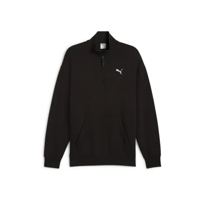 Afbeelding van Puma Wardrobe ESS Relaxed Rundhalsshirt MIT Halblangem Reissverschluss Sweater, Heren, Maat: Large, Black