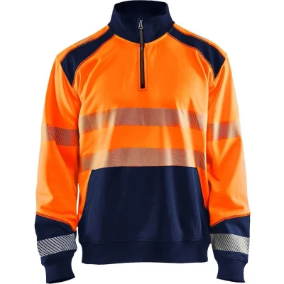 Afbeelding van Blaklader Sweatshirt halve rits High Vis 3556 2528 Oranje/Marineblauw 4XL