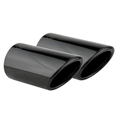 Afbeelding van Uitlaatsierstuk Uitlaat Trim 2 stuks Eindstuk Tip Auto Eindpijp zwart chroom gepolijst roestvrij staal Plug&amp;Play compatibel met VW Golf 7 VII Variant en Touran 5T voor 60mm L&amp;P A289