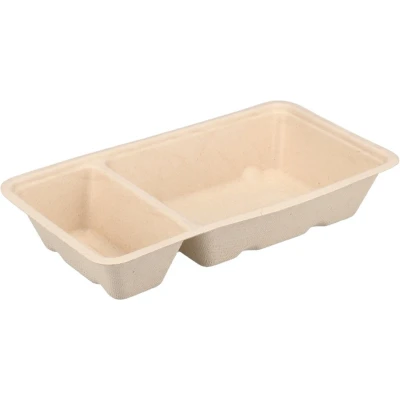 Afbeelding van 50x Suikerriet Patatbakjes Bagasse Frietbak A7+1 Bruin (A23) (krimp)