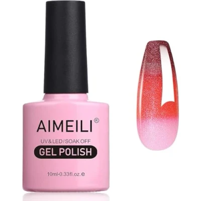 Afbeelding van AIMEILI Kameleon Gel Nagellak Set Gellak UV/LED Rood Kleur Gelnagel Soak Off Temperatuur Veranderende Polish 10 ml Gift 001