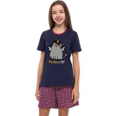 Afbeelding van Merry Style Meisjes Pyjama Korte mouwen broek Katoen marineblauw/sterren 158 MS MS10 241 PJ