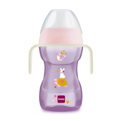 Afbeelding van MAM Fun to Drink Cup Night, met in het donker lichtgevende handgrepen en vaste schenktuit, 8+ maanden, 270 ml, roze