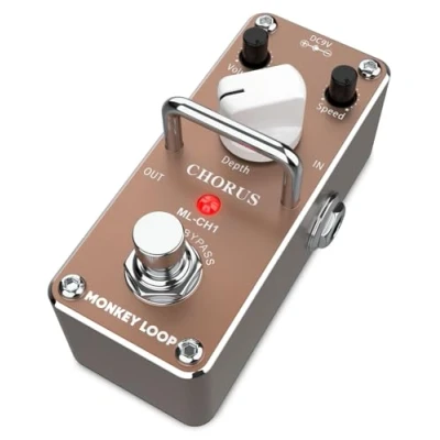 Afbeelding van Monkey Loop ML CH1 Effectpedaal voor elektrische gitaar, kooruspedaal met zacht modulatie effect, diepte en snelheidsinstelling, signaalkwaliteit True Bypass