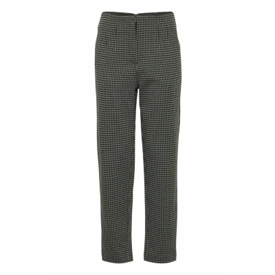 Afbeelding van ICHI Ihkate houndstooth Broek, Dames, Maat: Large, Black grey