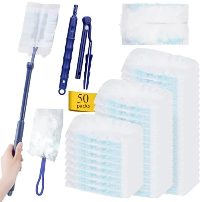 Afbeelding van 52 stuks stofmagneet, navulverpakking voor Swiffer wegwerp plumeau compatibel met Duster 2 handgrepen, navulling dierenharen, stof, vuil