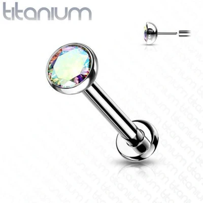 Afbeelding van Piercing push in CZ steen 1.2x8 multi kleur