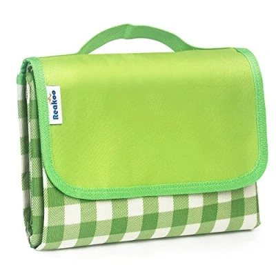 Afbeelding van picknickdeken 200 x cm, extra grote picknickmat, anti zand met handvat, opvouwbare outdoor picknickdeken, waterdichte achterkant voor camping, strand, tuin, park