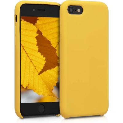 Afbeelding van kwmobile telefoonhoesje geschikt voor Apple iPhone SE (2022) / (2020) 8 7 Hoesje met siliconen coating Smartphone case in honinggeel