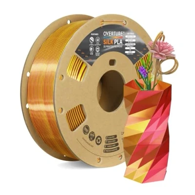 Afbeelding van OVERTURE Silk PLA 1.75mm Dual Color Filament, Clog Free Shiny 3D Printer 1kg Spool(2.2lbs), Dimensional Accuracy +/ 0.02 mm, Fit Most FDM Printer(Silk Magenta Gold)