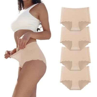 Afbeelding van Dumwis Onderbroeken voor dames, naadloze slips, ondergoed vrouwen, hoge taille, geen showslips, multipack, 4 pack, hipster, comfortabel, zonder aftekening, Four skin, M