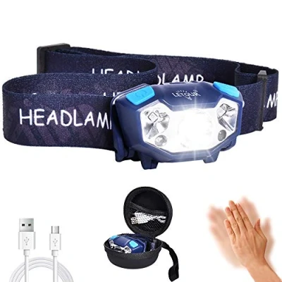 Afbeelding van LETOUR Oplaadbare hoofdlamp, 2500 lumen, led koplamp met 5 verlichtingsmodi en sensorbediening, waterdichte lichtgewicht zaklamp voor hardlopen, fietsen, wandelen, vissen, wandelen