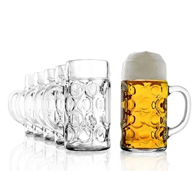 Afbeelding van Stölzle ISAR Bierpul bovenglas, set van 6 bierpulgen, 1 liter, stabiele bierkan soda limeglas, bierglas, vaatwasmachinebestendig