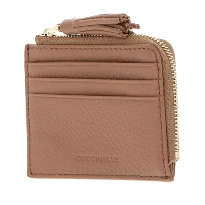 Afbeelding van COCCINELLE Leren Kaarthoes Tassel Credit Card Holder Skin Lichtbruin