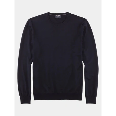 Afbeelding van OLYMP modern fit trui wol O hals marine blauw Maat: 4XL