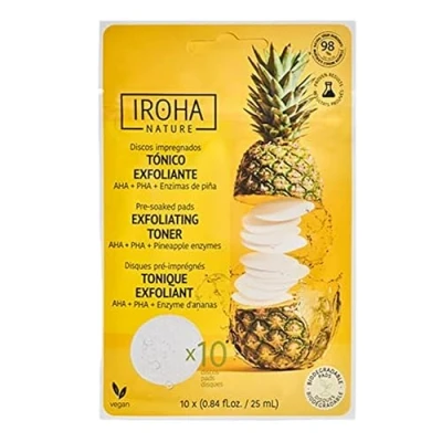Afbeelding van IROHA NATURE Peeling en bleekschijven met AHA, PHA ananasenzymen, voor een stralende vernieuwde huid, alle huidtypes, vooral normaal, mengsels vet, 10 stuks