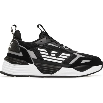 Afbeelding van EA7 Emporio Armani ACE Runner Unisex Sneakers laag, Maat: 41 1/3, Black/silver Imitatieleer/ textiel