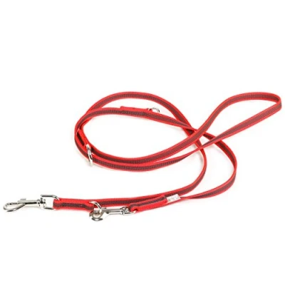 Afbeelding van Julius K9 Dubbele Anti Slip Hondenriem verstelbaar max. 2.20 mtr. Breedte 14 mm rood