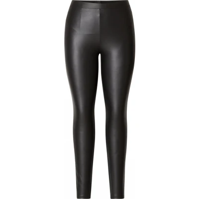 Afbeelding van Base Level Curvy imitatieleren high waist slim fit legging Alene zwart
