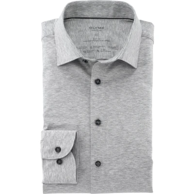 Afbeelding van OLYMP Level 5 24/Seven body fit overhemd zilvergrijs tricot Strijkvriendelijk Boordmaat: 43