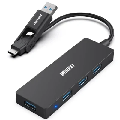 Afbeelding van BENFEI 4 poorts USB 3.0 ultra platte gegevenshub, C hub met poorten adapter, splitter 5 Gbps compatibel iPhone 15 Pro/Max MacBook Pro/Air 2023, iPad Pro iMac S23, XPS 17 enz