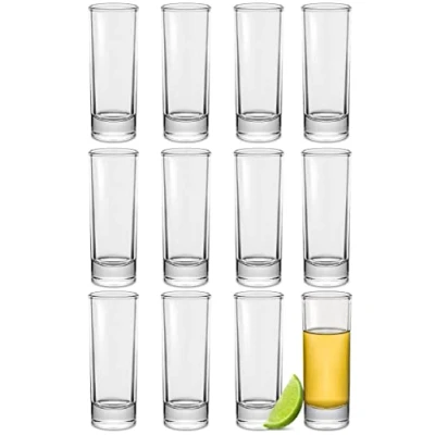 Afbeelding van 12 Shotglazen hoog in glas 5cl Vaatwasmachinebestendig Stabiel dankzij dikke bodem voor elk feest