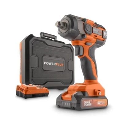 Afbeelding van Powerplus Dual Power POWDP20160 Slagmoersleutel 20V max. 220Nm Incl. 1x 2.0Ah accu, lader en opbergkoffer