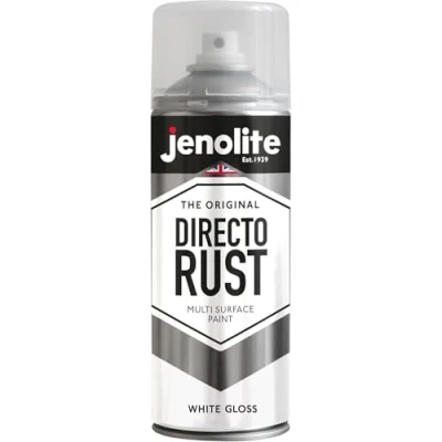 Afbeelding van JENOLITE Directorust Glansverf WIT Multi oppervlakte spuitverf Hout, metaal, kunststof, keramiek, verroeste oppervlakken 400 ml RAL 9016