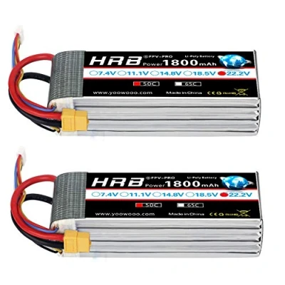 Afbeelding van HRB 2 stuks 1800mAh 6S 22.2V 50C LiPo batterij met XT60 voor SAB380 Align 470 ALZRC Devil 380 480 RC helikopter vliegtuigauto&#039;s vrachtwagen buggy truggy multicopter drones ...