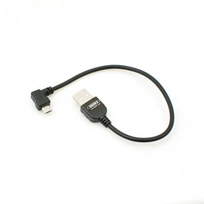 Afbeelding van System S Micro USB 2.0 kabel hoek 90 graden hoekstekker (links/mannelijk) adapter datakabel en oplaadkabel 20 cm