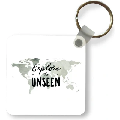 Afbeelding van Sleutelhanger Uitdeelcadeautjes Wereldkaart Waterverf Quote Plastic